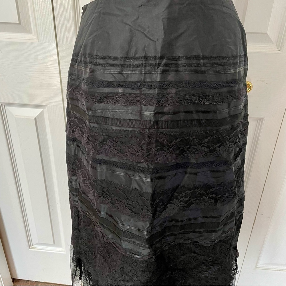 Vintage Express 100% Silk, Lace and tulle Midi Black Skirt - Picture 4 of 13
